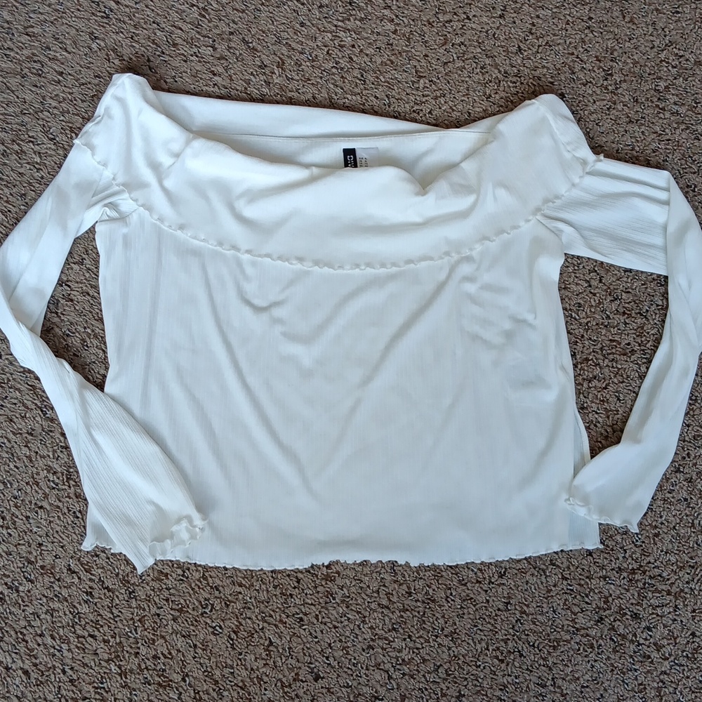 Divided Ribbed Off The Shoulder Top - Picture 3 of 3
